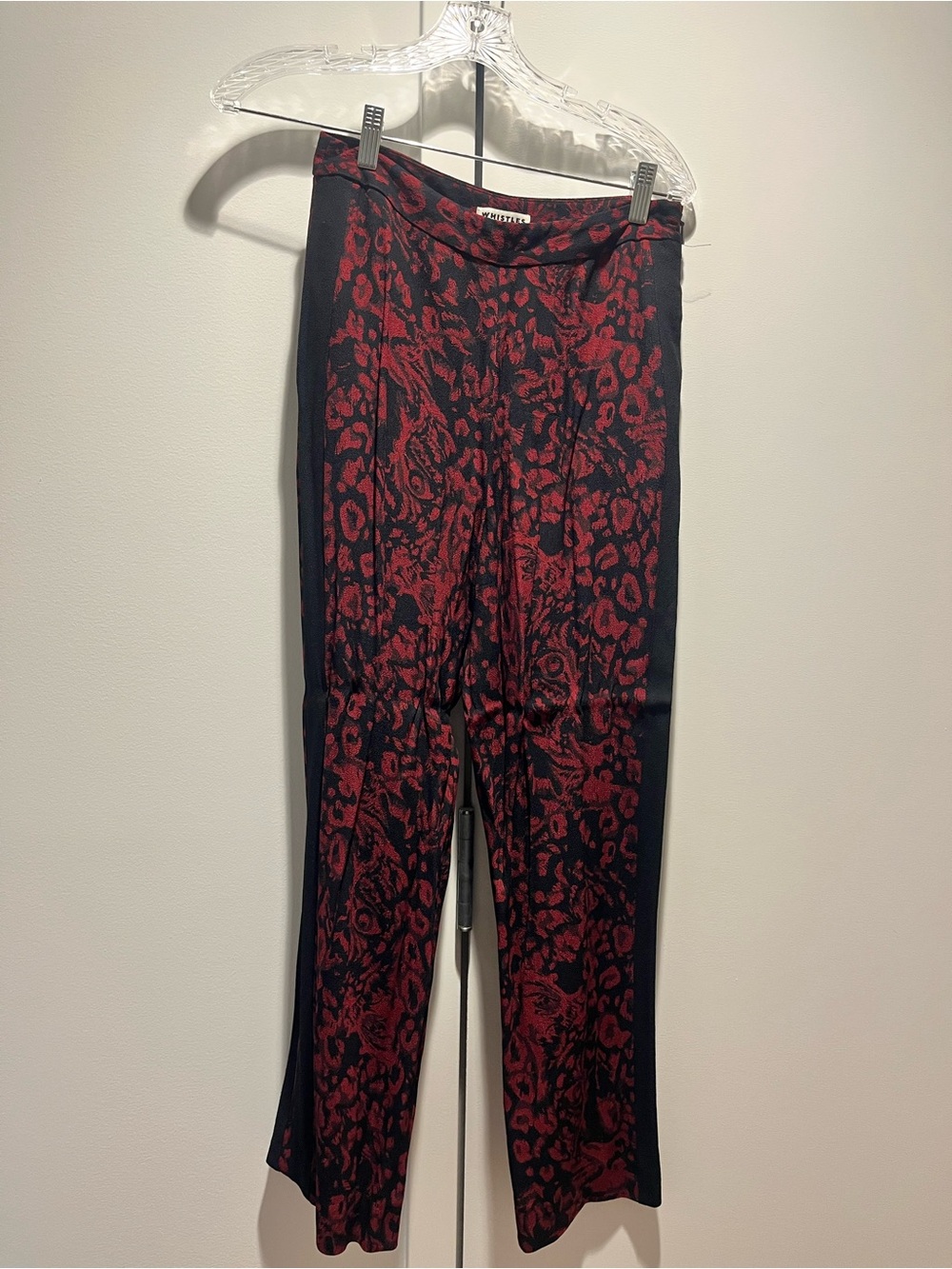 Whistles Black and Red Straight-Leg Patterned Pants